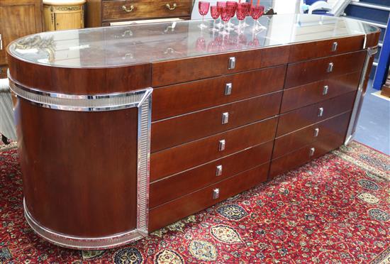 A Versace style glazed top cabinet W.250cm
